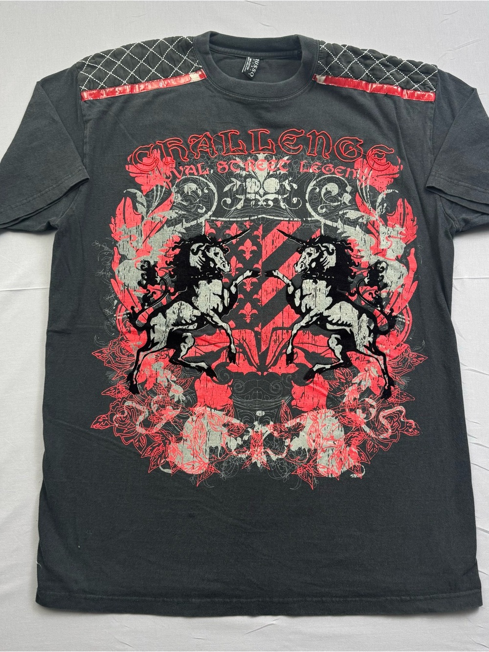 Russo Spirit Black Graphic Horse Men's T-Shirt L Short Sleeve Y2K Skater Grunge